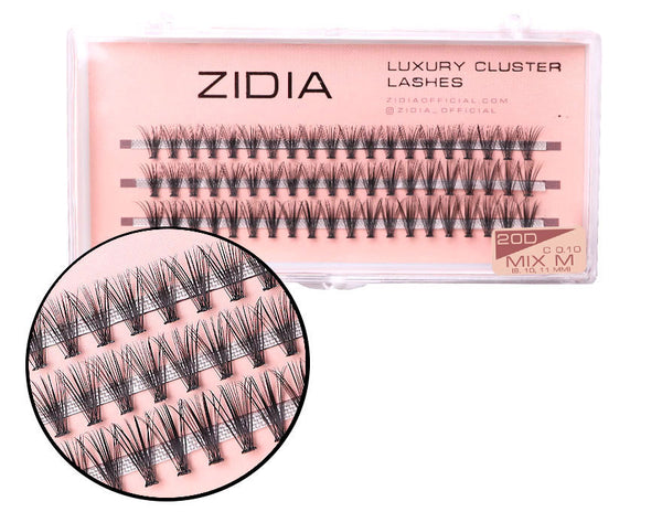 ZIDIA Cluster lashes 20D C 0.10 Mix M (3 tiras, tamaño 9, 10, 11 mm)