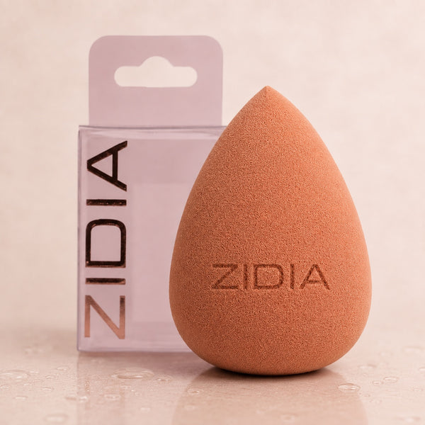 Esponja ZIDIA MakeUp Blender "Adele", gota, chocolate en caja (sin látex)