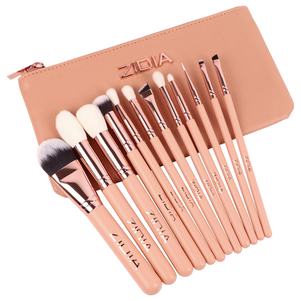 ZIDIA набір пензлів для макіяжу "Makeup Brush Set Everyday" в косметичці, 12 шт