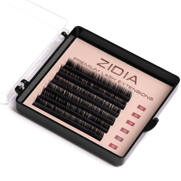 ZIDIA Premium Lash Extensions - eyelashes for extensions (6 strips) M0.1 x 8 mm