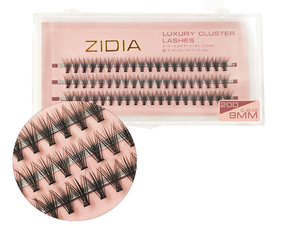 ZIDIA Cluster Lashes 20D C 0.10 (3 tiras, tamaño 9 mm)