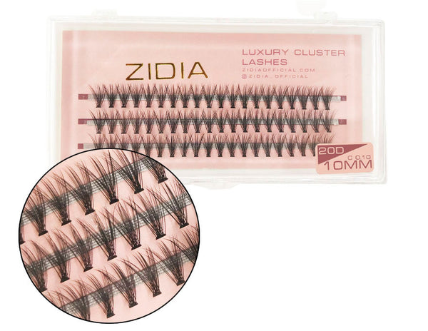 ZIDIA Cluster Lashes 20D C 0.10 (3 tiras, tamaño 10 mm)