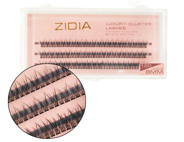 ZIDIA Cluster Lashes fish tail 12D C 0.10 (3 strips, size 8 mm)