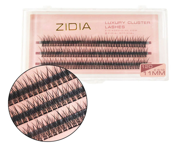 ZIDIA Cluster Lashes cola de pez 12D C 0.10 (3 tiras, tamaño 11 mm)