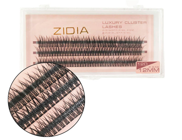 ZIDIA Cluster Lashes cola de pez 12D C 0.10 (3 tiras, tamaño 12 mm)