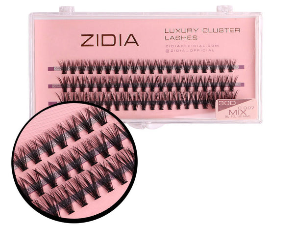 ZIDIA Cluster Lashes 30D C 0.07 MIX (3 tiras, tamaño 8, 10, 12 mm)