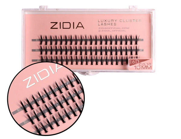 ZIDIA Cluster lashes 16D KIM C 0.10 (3 strips, size 10 mm)