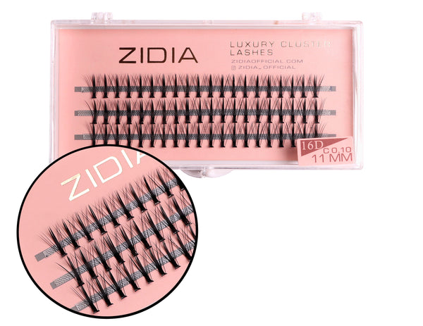 ZIDIA Cluster lashes 16D KIM C 0.10 (3 strips, size 11 mm)