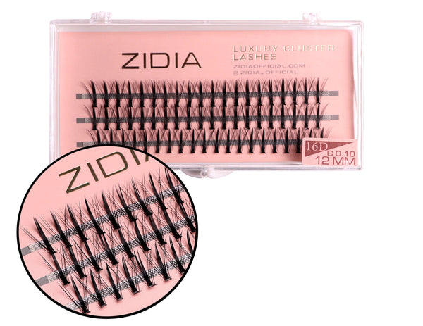 ZIDIA Cluster lashes 16D KIM C 0.10 (3 strips, size 12 mm)