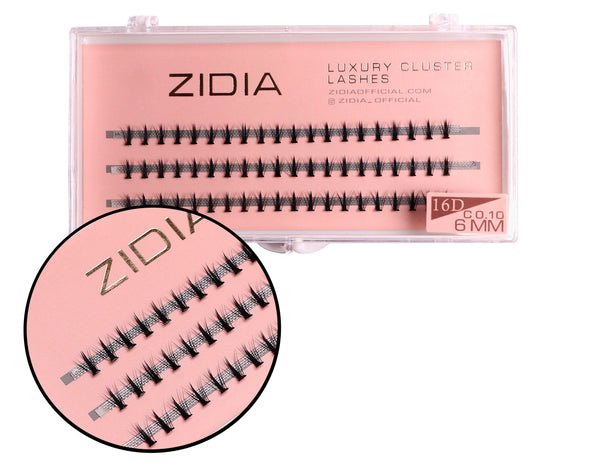 ZIDIA Cluster lashes 16D KIM C 0.10 (3 strips, size 6 mm)