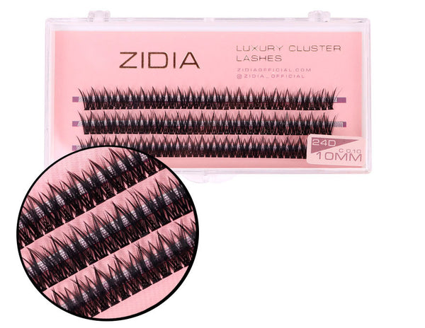 ZIDIA Cluster Lashes fish tail 24D C 0.10 (3 strips, size 10 mm)