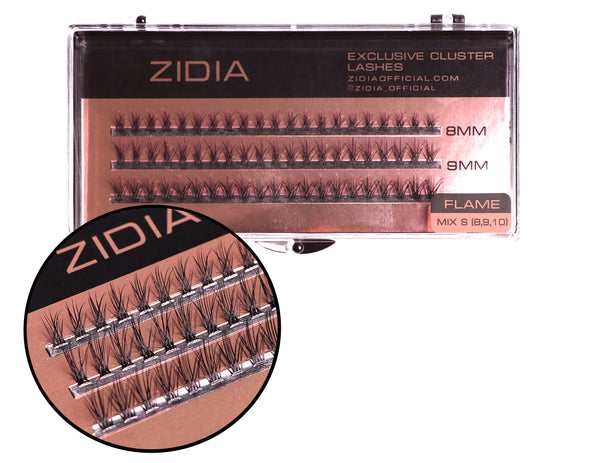 ZIDIA Exclusive Cluster lashes 20D Flame Series C 0,10 Mix S (3 стрічки, розмір 8, 9, 10 мм)