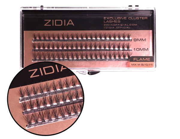 ZIDIA Exclusive Cluster lashes 20D Flame Series C 0,10 Mix M (3 стрічки, розмір 9, 10, 11 мм)